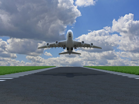Airplane takes off
