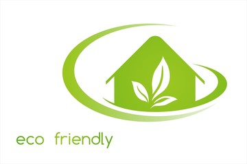 Home , leaves, green Eco friendly business logo design