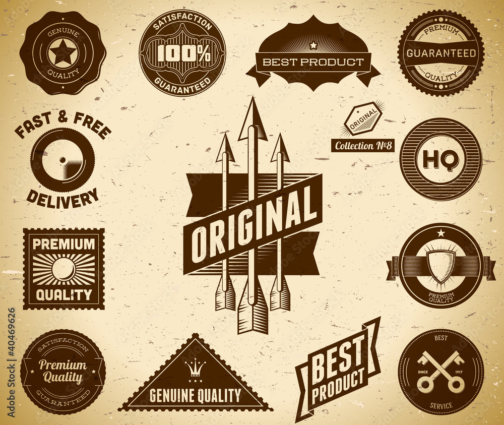 Wall mural set of vintage premium quality labels