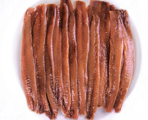 Anchovy fillets plate virgin olive oil