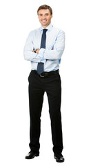 Smiling businessman, over white