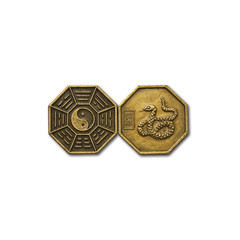 yinyang and snake brass coin