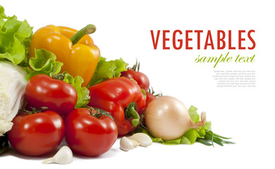 Fresh vegetable with leaves isolated on white background