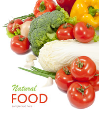 Fresh vegetable with leaves isolated on white background