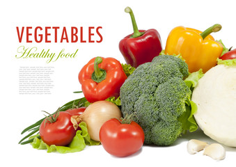 Fresh vegetable with leaves isolated on white background