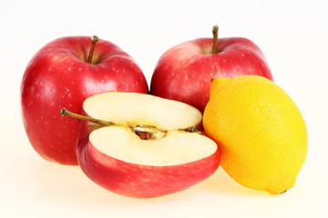 Red apples and lemon yellow