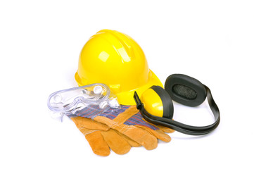 protective equipment on white