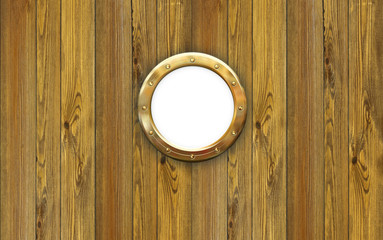 Ship porthole - hole frame in yacht  interior