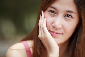 Young long hair Asia women