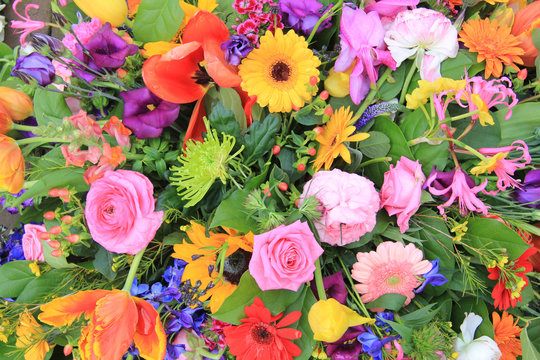 Spring bouquet in bright colors