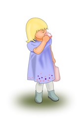 Little girl in a blue dress