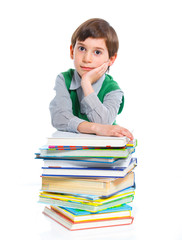 Education - funny boy with books.