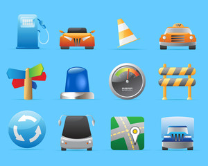 Icons for cars and roads