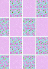 バラとレースと水玉模様のパッチワーク