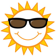 smiley sun, vector illustration