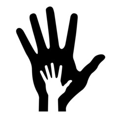 parent hand with baby hand, vector illustration
