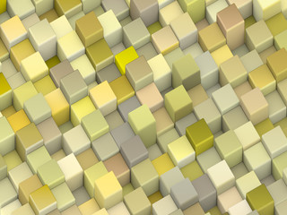 abstract backdrop 3d render cubes in shades of yellow