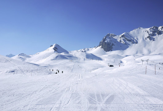 Fototapeta ski slope in 3 Vallees