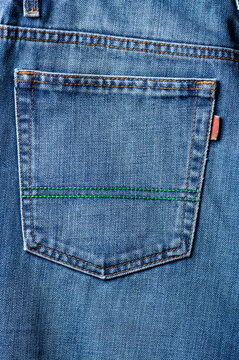 blue jeans pocket in close up