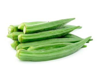 Okras on white background
