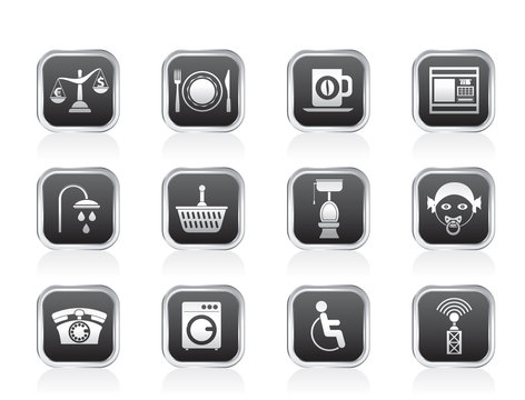 Roadside, hotel and motel services icons