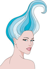 Девушка с голубыми волосами - obrazy, fototapety, plakaty