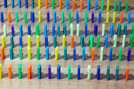 Rows of plastic colored knuckles that stands vertically