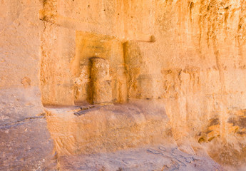 niche with ancient Nabatean god statue in Siq gorge, Petra