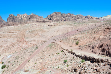 crossroads in stone waste land of Petra