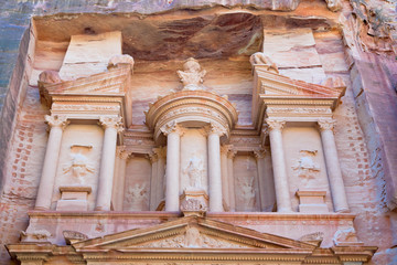 upper level of facade The Treasury in Petra
