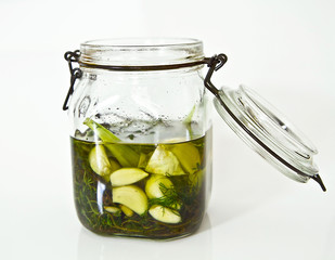 olive oil with fresh herbs and garlic