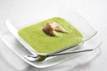 mix broccoli and cauliflower soup with cod
