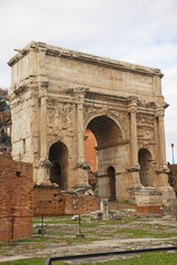 Fototapeta na wymiar The Arch of Septimius Severus in the Roman Forum