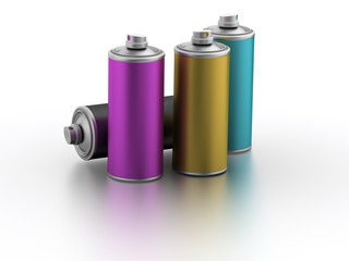 Spray cans with CMYK color