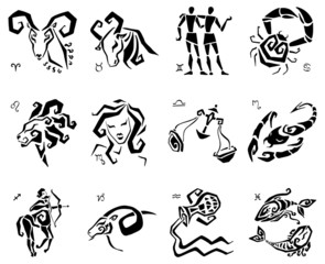 Horoscope Zodiac  Star signs, vector set.