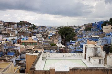 Roofs of Jodhpur, the "blue city" in Rajasthan state in India