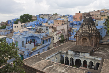 Roofs of Jodhpur, the "blue city" in Rajasthan state in India