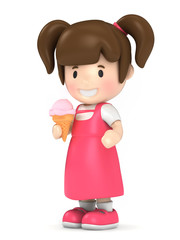 3d render of a kid holding ice cream