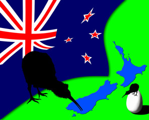 New Zealand, flag, Kiwi, map