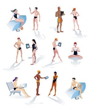 Twelve Swimmers With Technology