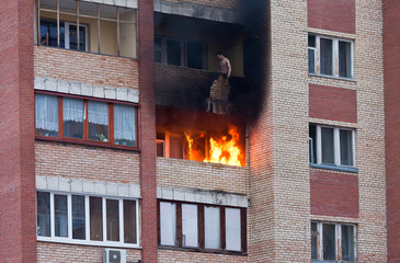 Fire in one of the apartments of a large tenement-house