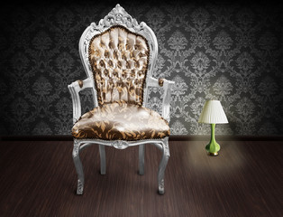 A vintage chair with lamp