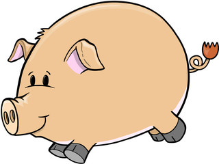 Cute Farm Pig Vector Illustration Art