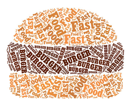 Burger text graphic and arrangement concept on white background