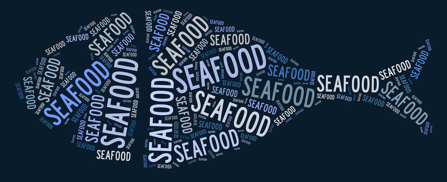 Seafood text graphic and arrangement concept