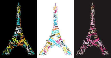Eiffel Tower text graphic illustration. Very large file. - obrazy, fototapety, plakaty