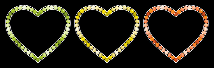 Peridot, emerald, argyle diamond, citrine encrusted hearts