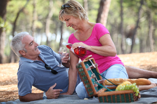 Couple enjoying picnic