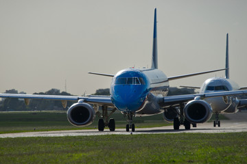 Naklejka premium Airplane on the runway, wating for take off