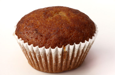 Close up banana cake with white background